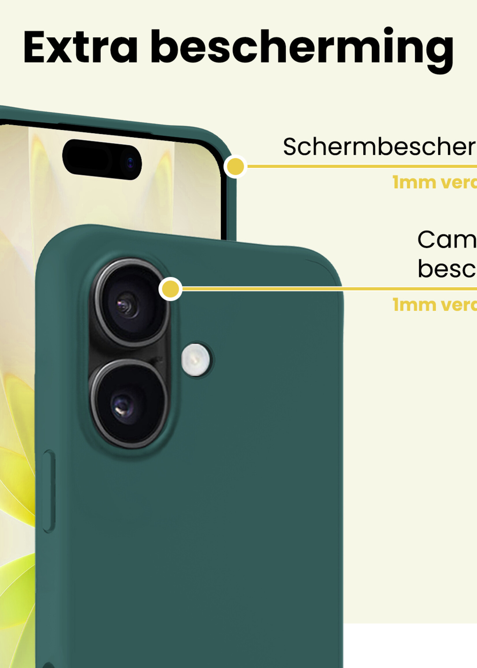 LUQ LUQ iPhone 17 Hoesje Siliconen Met Screenprotector Met Dichte Notch - Donkergroen