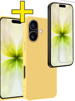 LUQ LUQ iPhone 17 Hoesje Siliconen Met Screenprotector Met Dichte Notch - Geel