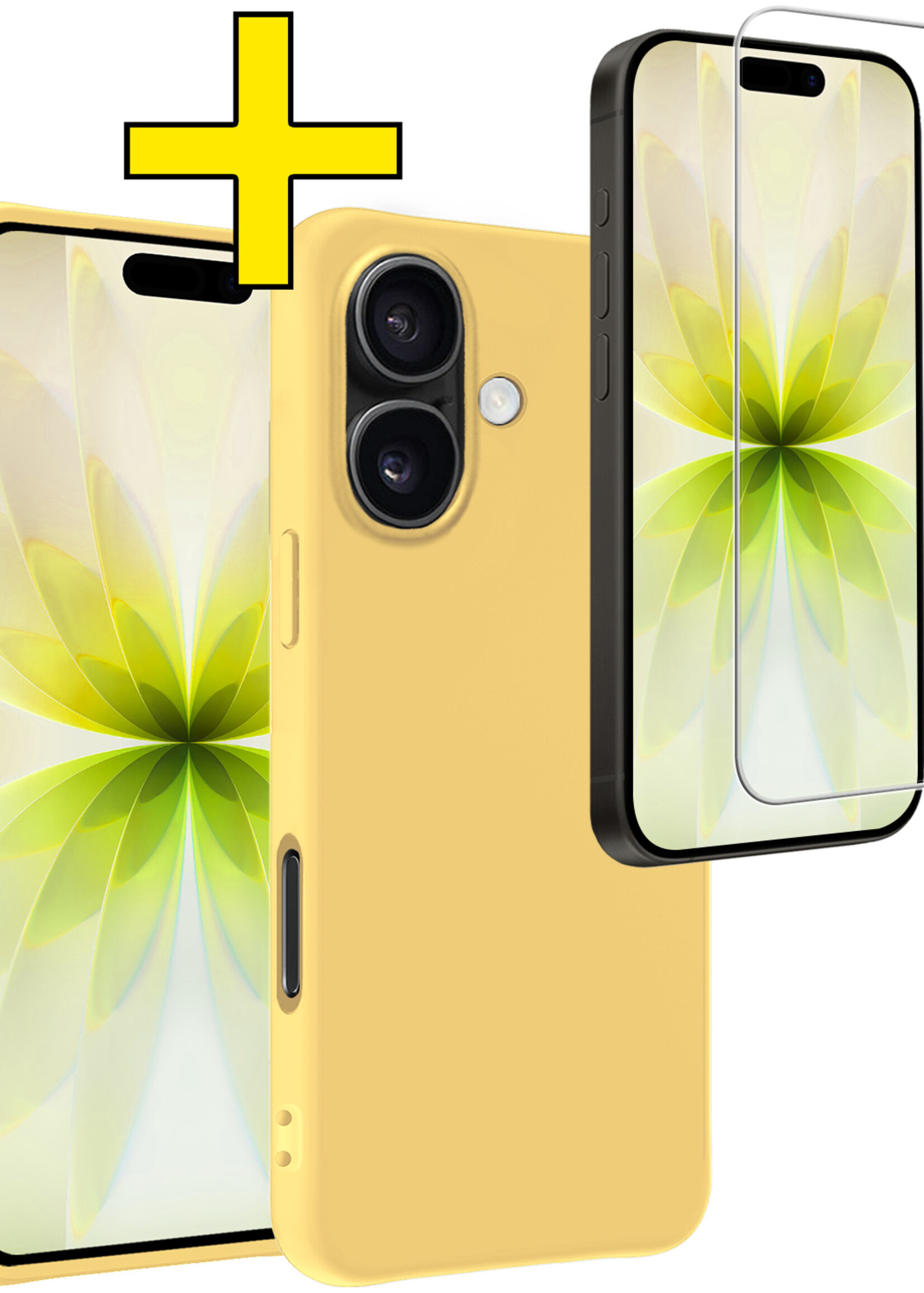 LUQ LUQ iPhone 17 Hoesje Siliconen Met Screenprotector Met Dichte Notch - Geel