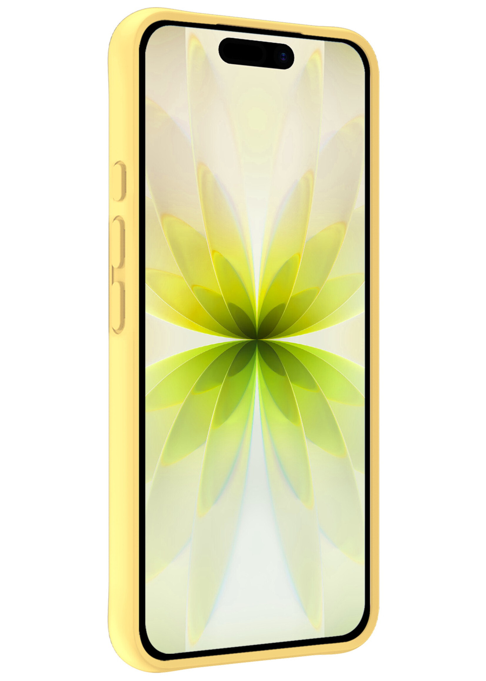 LUQ LUQ iPhone 17 Hoesje Siliconen Met Screenprotector Met Dichte Notch - Geel