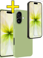 LUQ LUQ iPhone 17 Hoesje Siliconen Met Screenprotector Met Dichte Notch - Groen