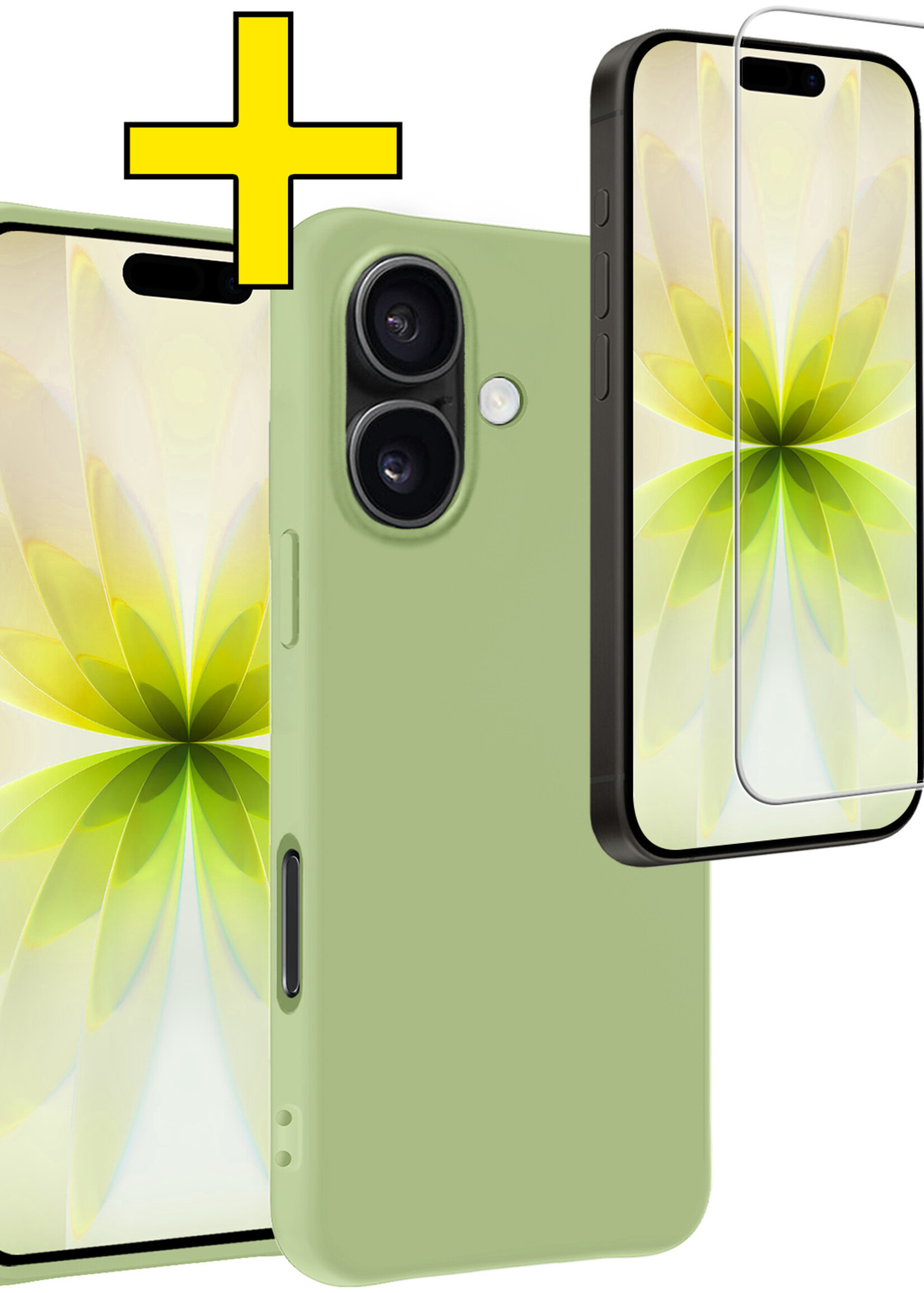 LUQ LUQ iPhone 17 Hoesje Siliconen Met Screenprotector Met Dichte Notch - Groen