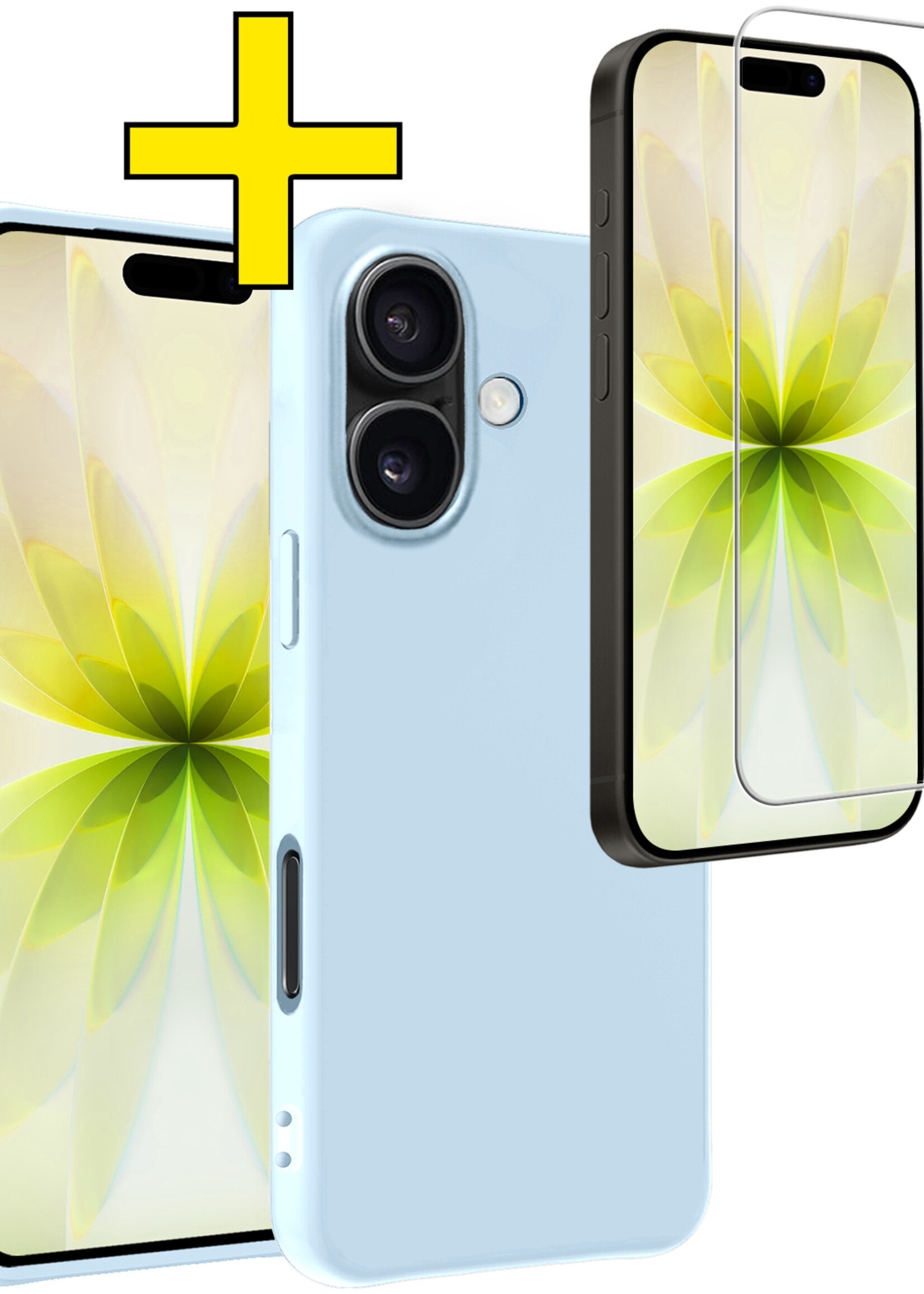 LUQ LUQ iPhone 17 Hoesje Siliconen Met Screenprotector Met Dichte Notch - Lichtblauw