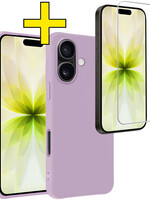 LUQ LUQ iPhone 17 Hoesje Siliconen Met Screenprotector Met Dichte Notch - Lila