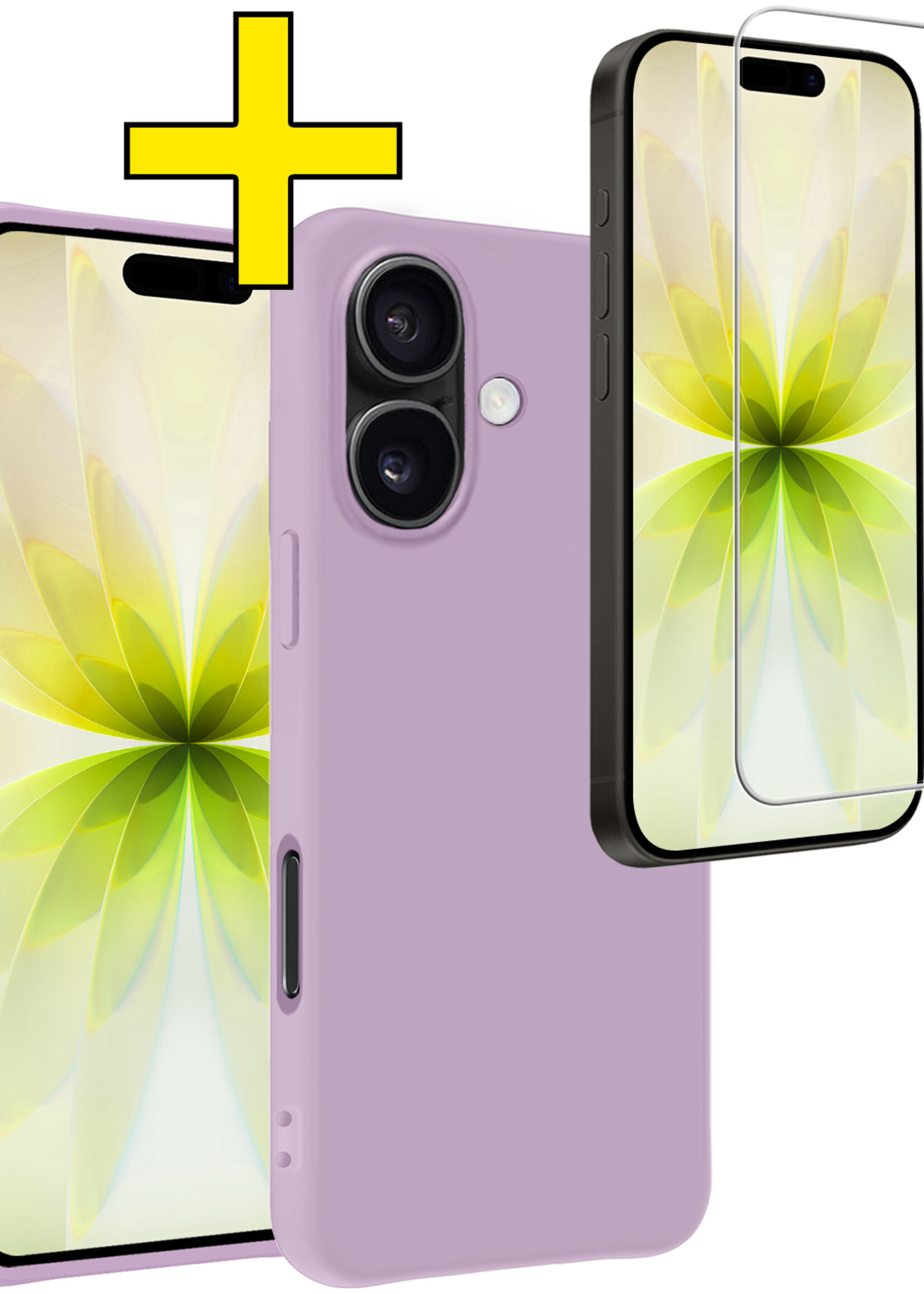 LUQ LUQ iPhone 17 Hoesje Siliconen Met Screenprotector Met Dichte Notch - Lila
