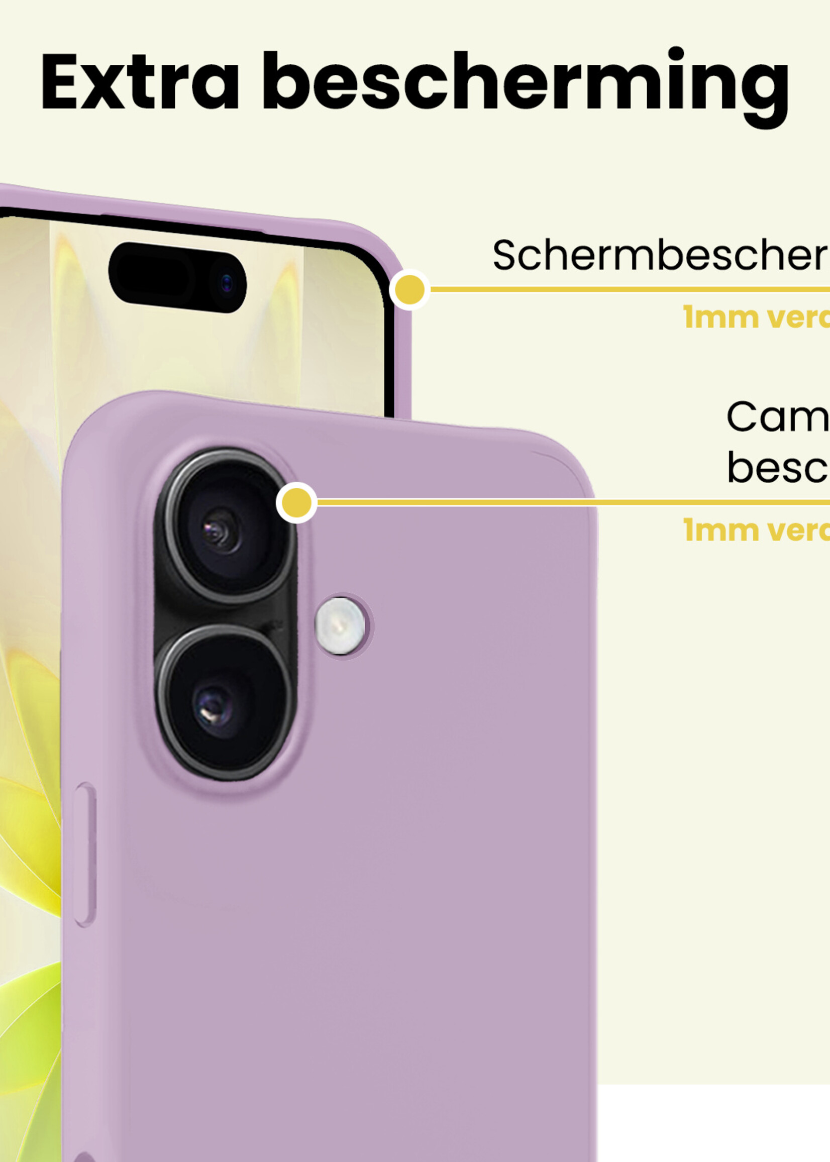 LUQ LUQ iPhone 17 Hoesje Siliconen Met Screenprotector Met Dichte Notch - Lila