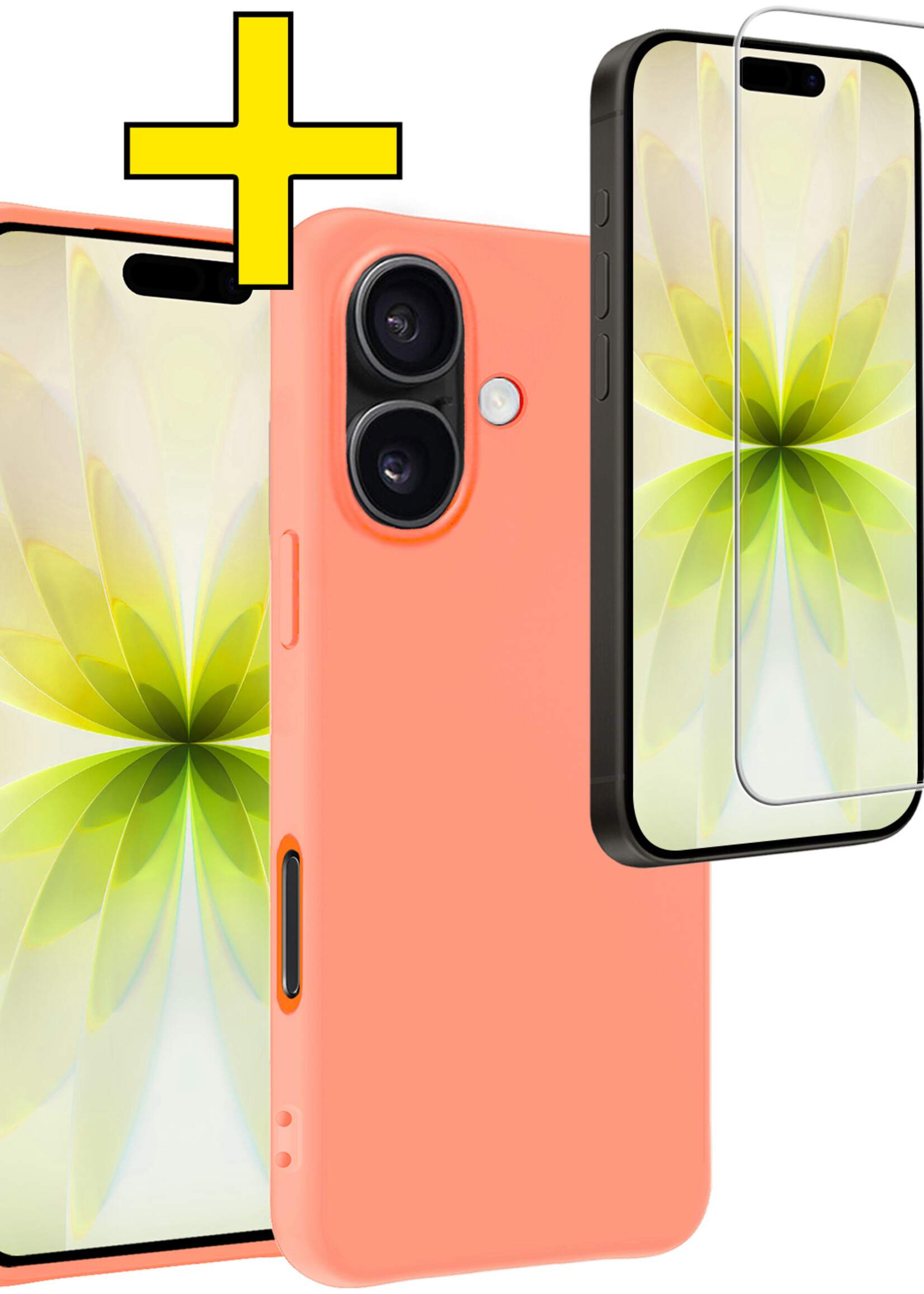 LUQ LUQ iPhone 17 Hoesje Siliconen Met Screenprotector Met Dichte Notch - Perzik