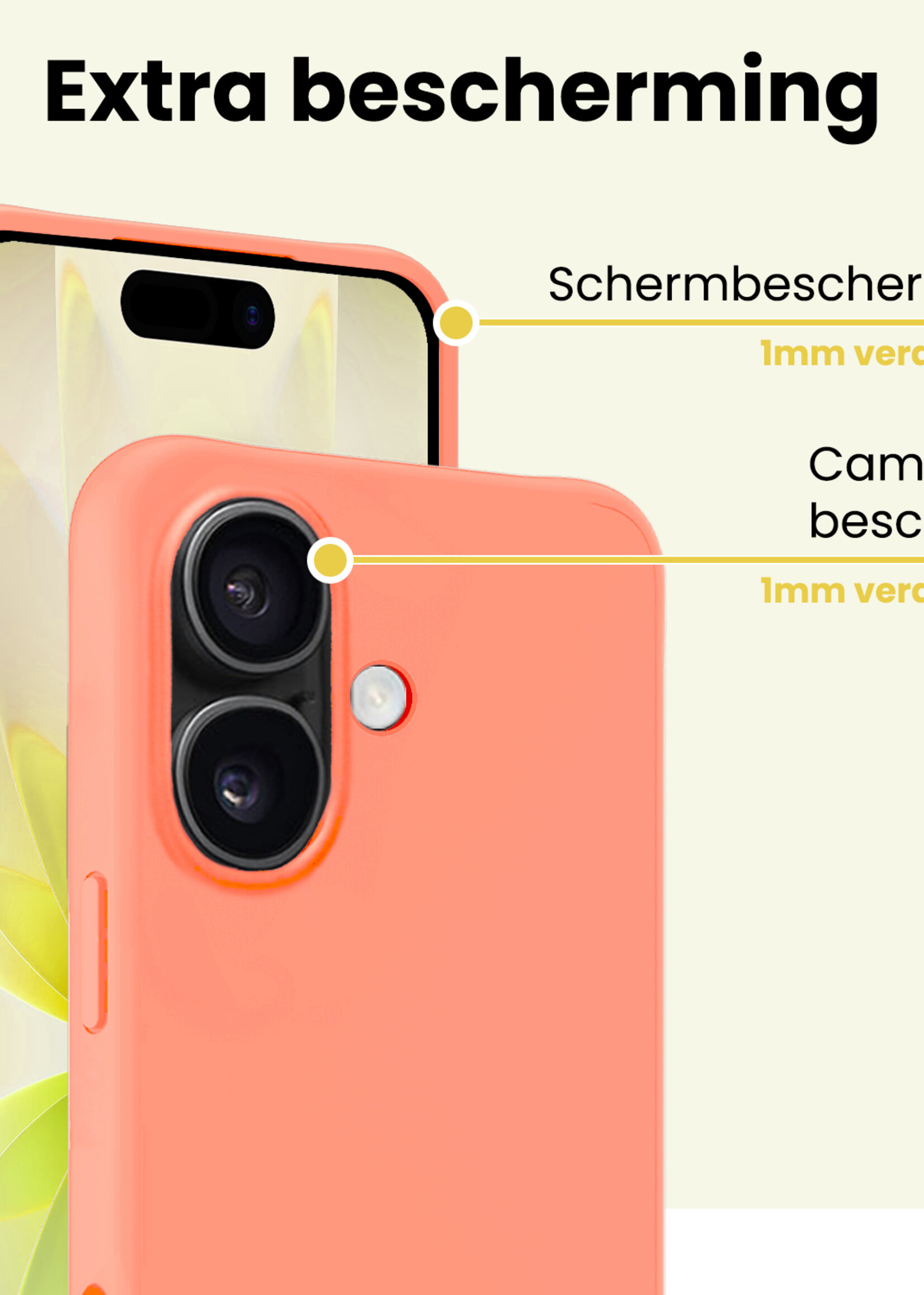 LUQ LUQ iPhone 17 Hoesje Siliconen Met Screenprotector Met Dichte Notch - Perzik