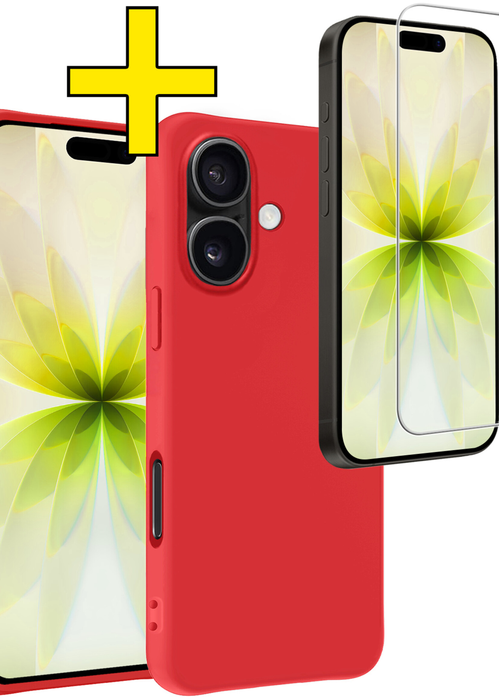 LUQ LUQ iPhone 17 Hoesje Siliconen Met Screenprotector Met Dichte Notch - Rood