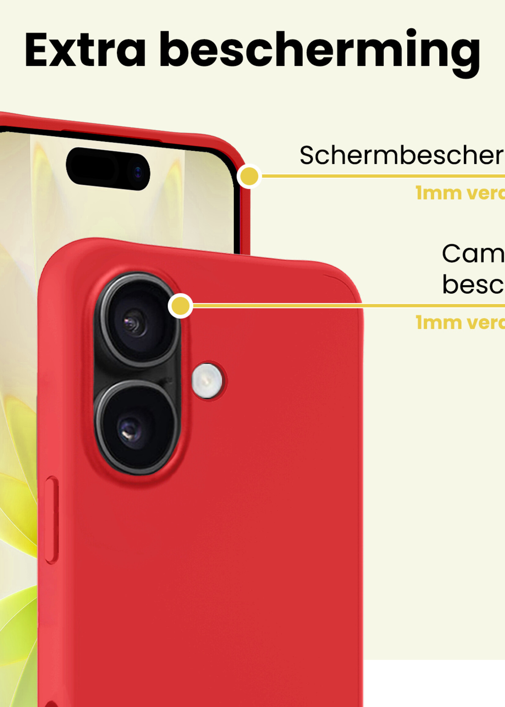 LUQ LUQ iPhone 17 Hoesje Siliconen Met Screenprotector Met Dichte Notch - Rood