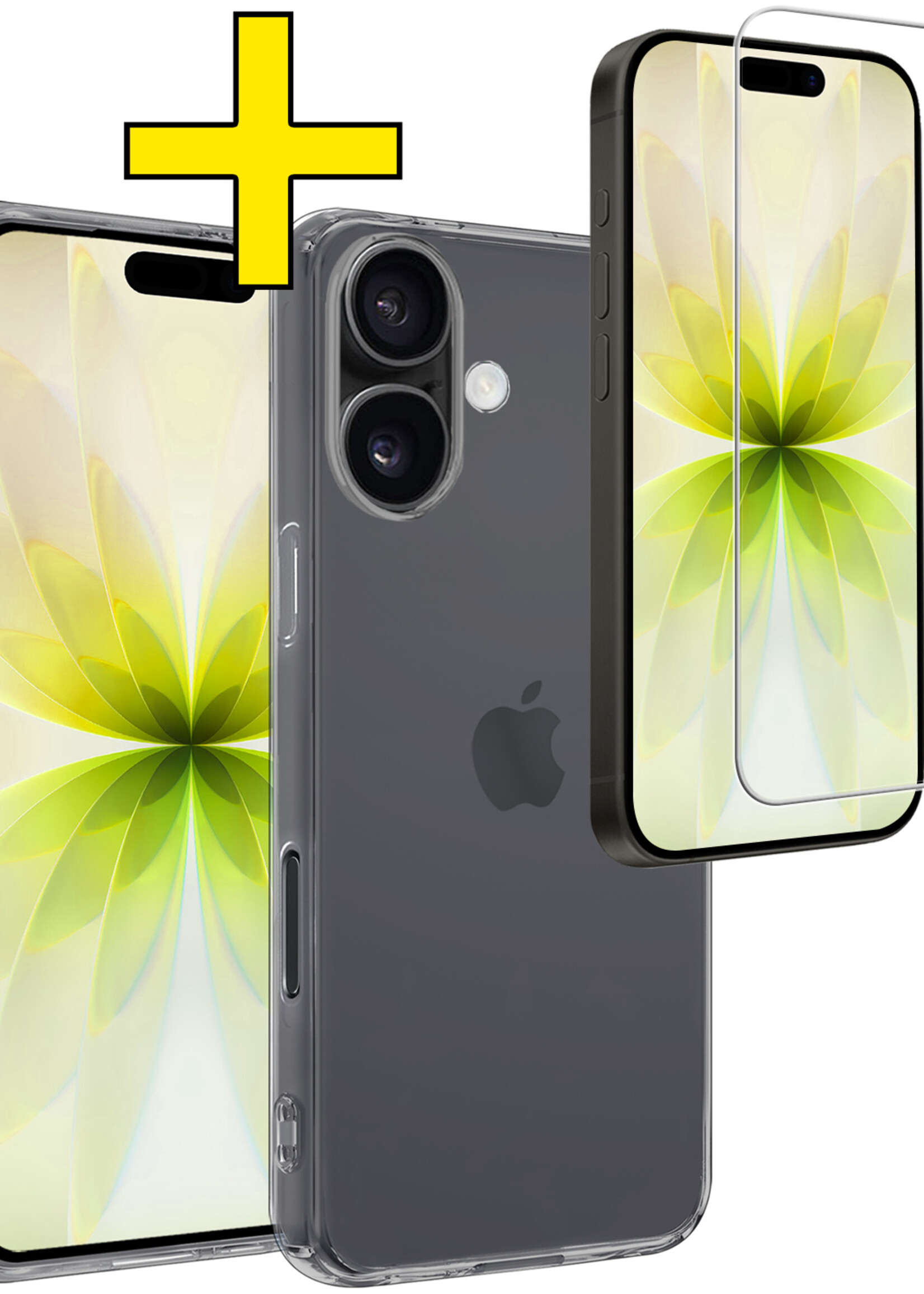 LUQ LUQ iPhone 17 Hoesje Siliconen Met Screenprotector Met Dichte Notch - Transparant