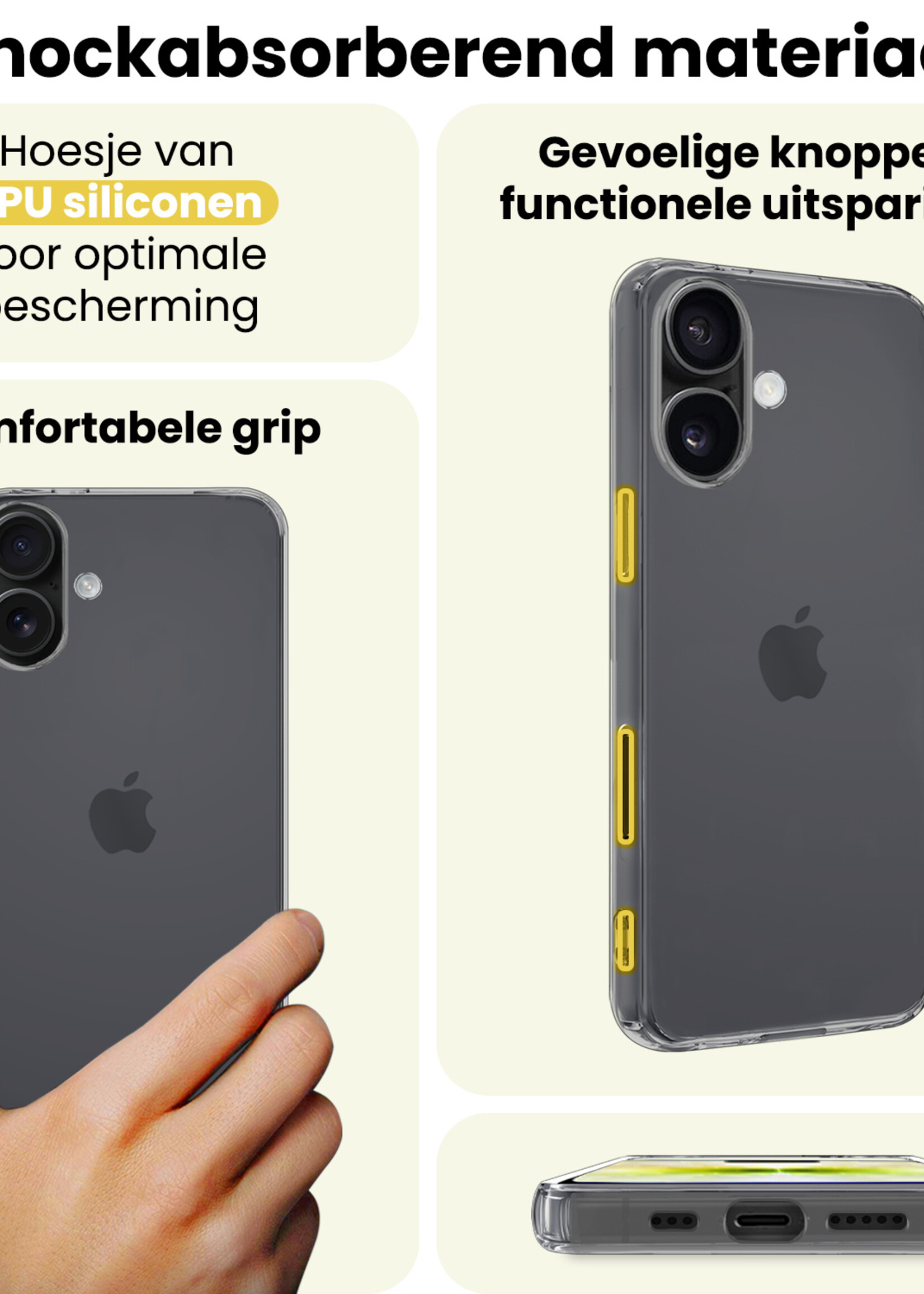 LUQ LUQ iPhone 17 Hoesje Siliconen Met Screenprotector Met Dichte Notch - Transparant