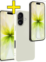 LUQ LUQ iPhone 17 Hoesje Siliconen Met Screenprotector Met Dichte Notch - Wit