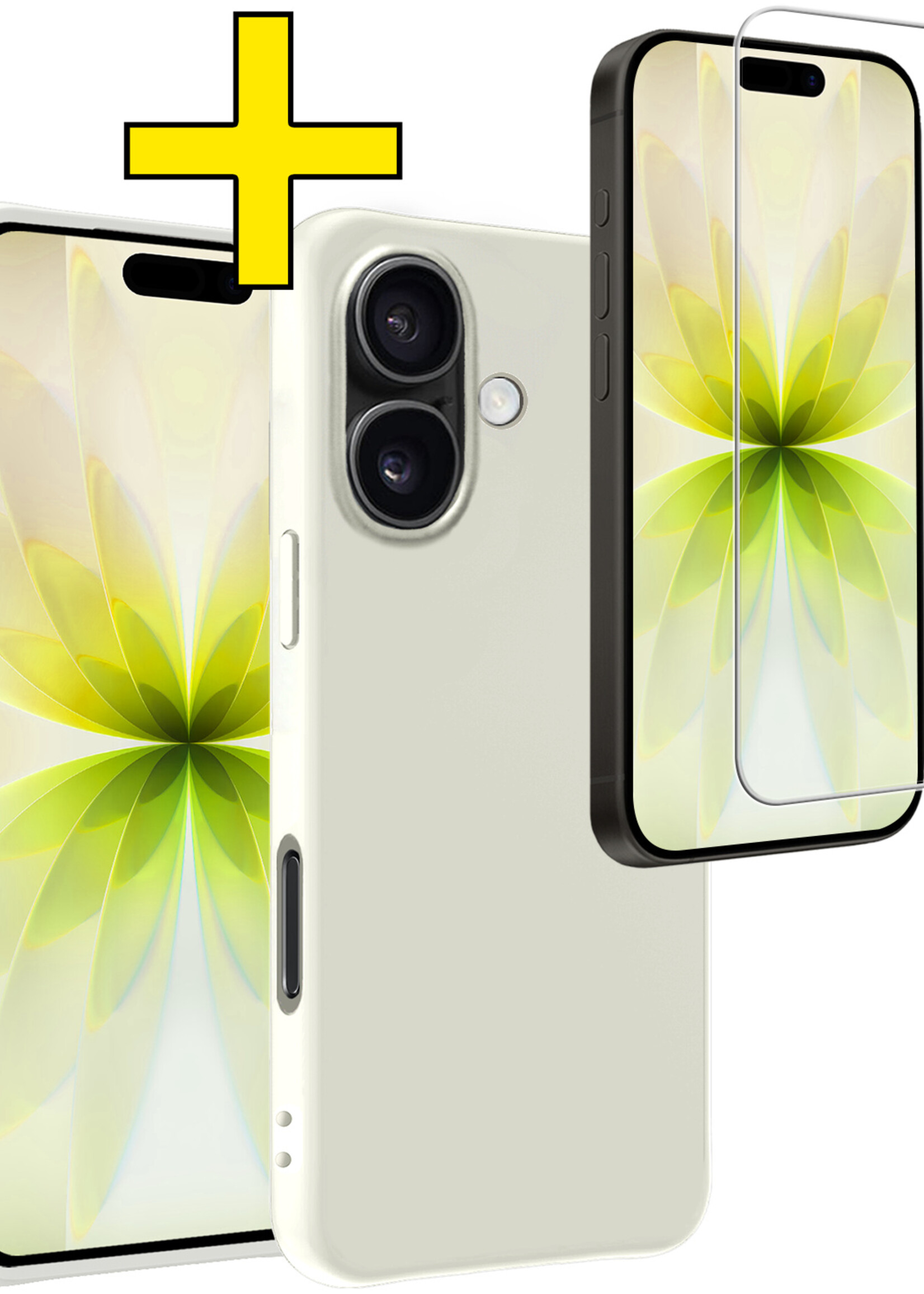 LUQ LUQ iPhone 17 Hoesje Siliconen Met Screenprotector Met Dichte Notch - Wit