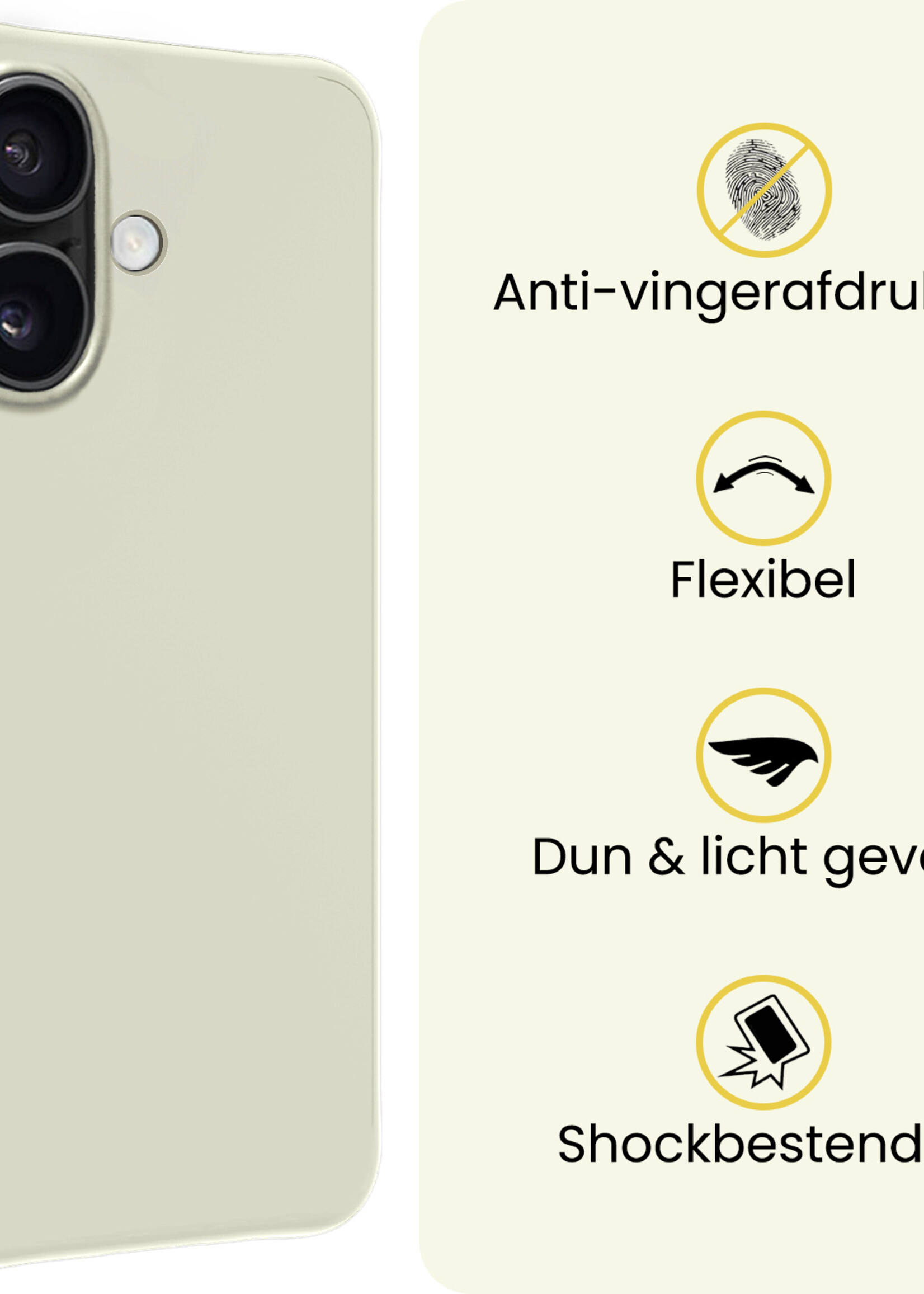 LUQ LUQ iPhone 17 Hoesje Siliconen Met Screenprotector Met Dichte Notch - Wit