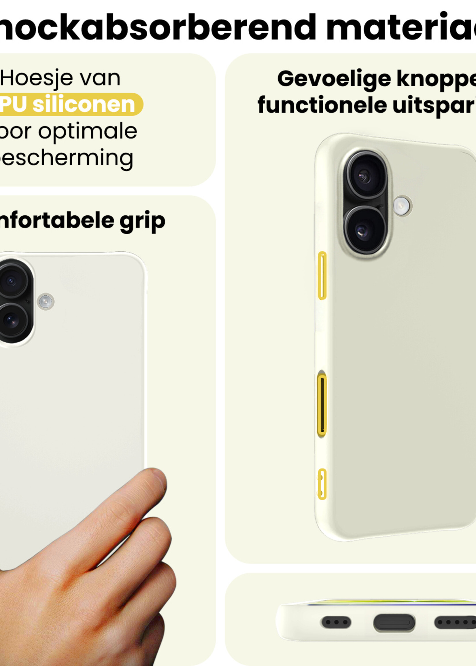 LUQ LUQ iPhone 17 Hoesje Siliconen Met Screenprotector Met Dichte Notch - Wit