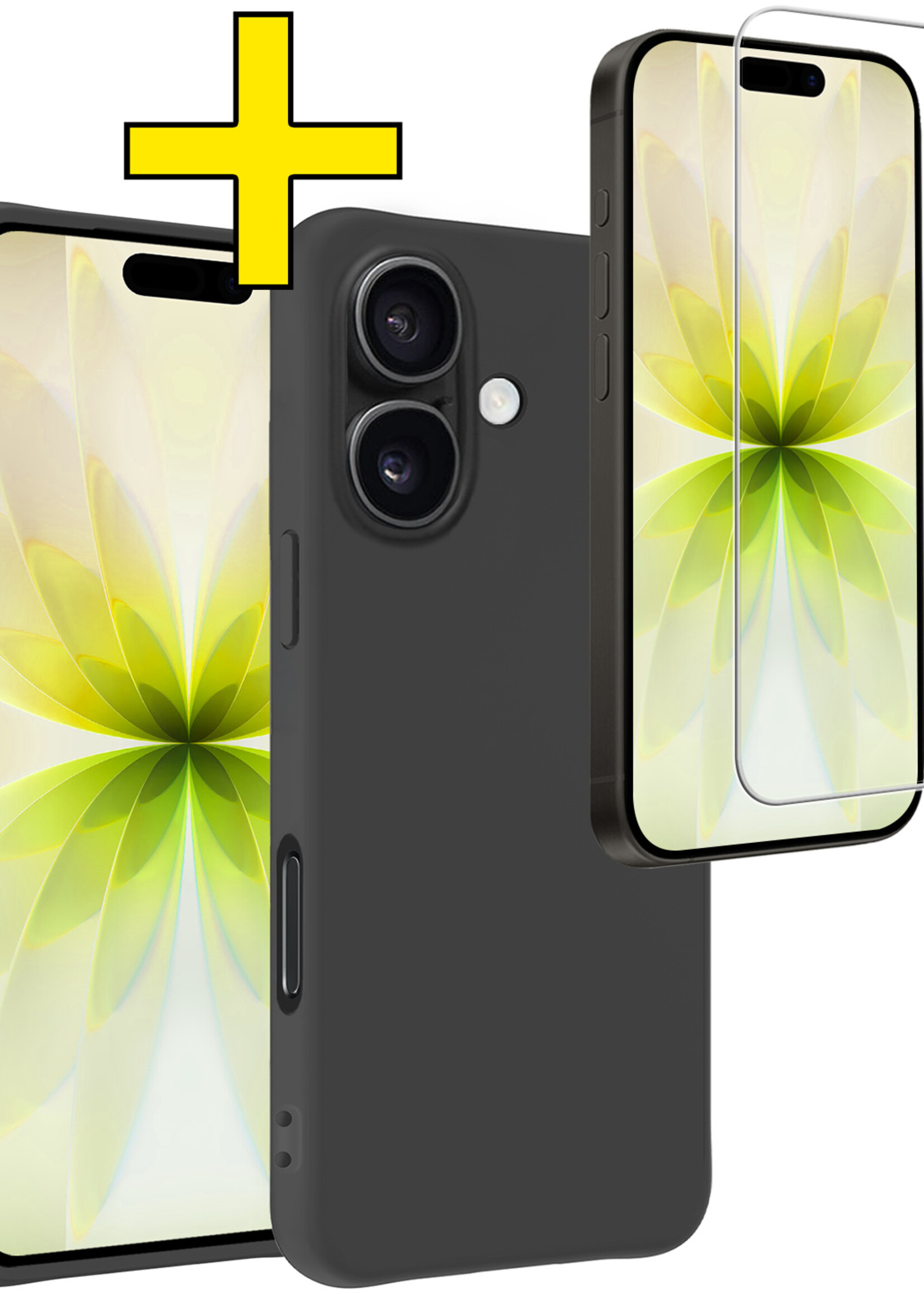 LUQ LUQ iPhone 17 Hoesje Siliconen Met Screenprotector Met Dichte Notch - Zwart