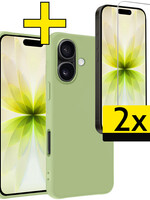 LUQ LUQ iPhone 17 Hoesje Siliconen Met 2x Screenprotector Met Dichte Notch - Groen