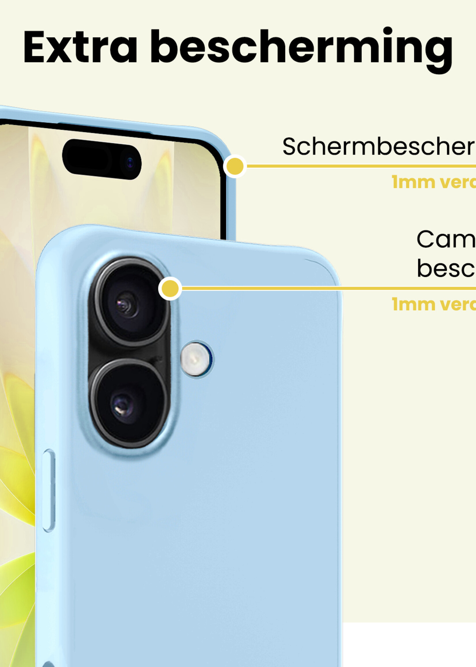 LUQ LUQ iPhone 17 Hoesje Siliconen Met 2x Screenprotector Met Dichte Notch - Lichtblauw