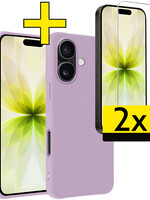 LUQ LUQ iPhone 17 Hoesje Siliconen Met 2x Screenprotector Met Dichte Notch - Lila
