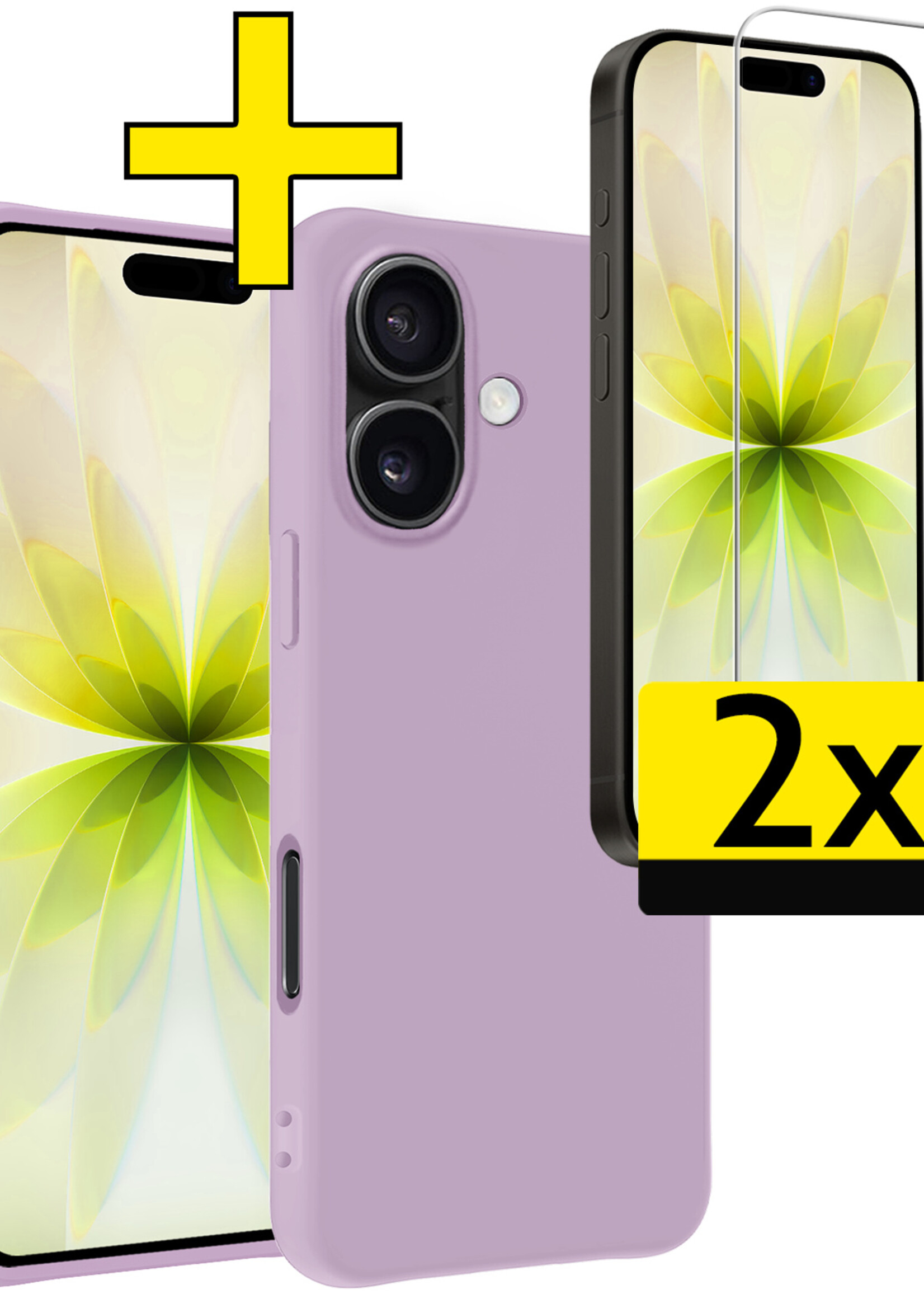 LUQ LUQ iPhone 17 Hoesje Siliconen Met 2x Screenprotector Met Dichte Notch - Lila