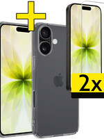 LUQ LUQ iPhone 17 Hoesje Siliconen Met 2x Screenprotector Met Dichte Notch - Transparant