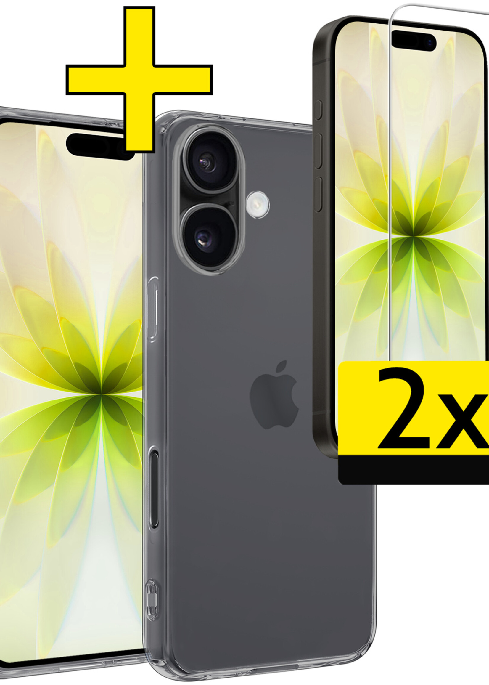 LUQ LUQ iPhone 17 Hoesje Siliconen Met 2x Screenprotector Met Dichte Notch - Transparant