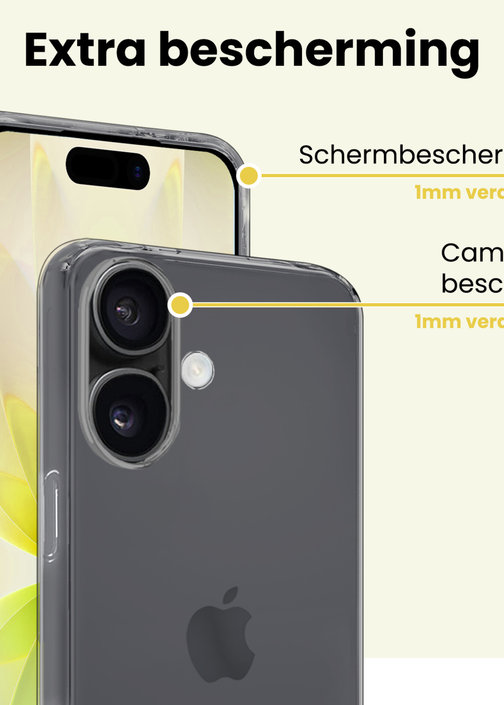 LUQ LUQ iPhone 17 Hoesje Siliconen Met 2x Screenprotector Met Dichte Notch - Transparant