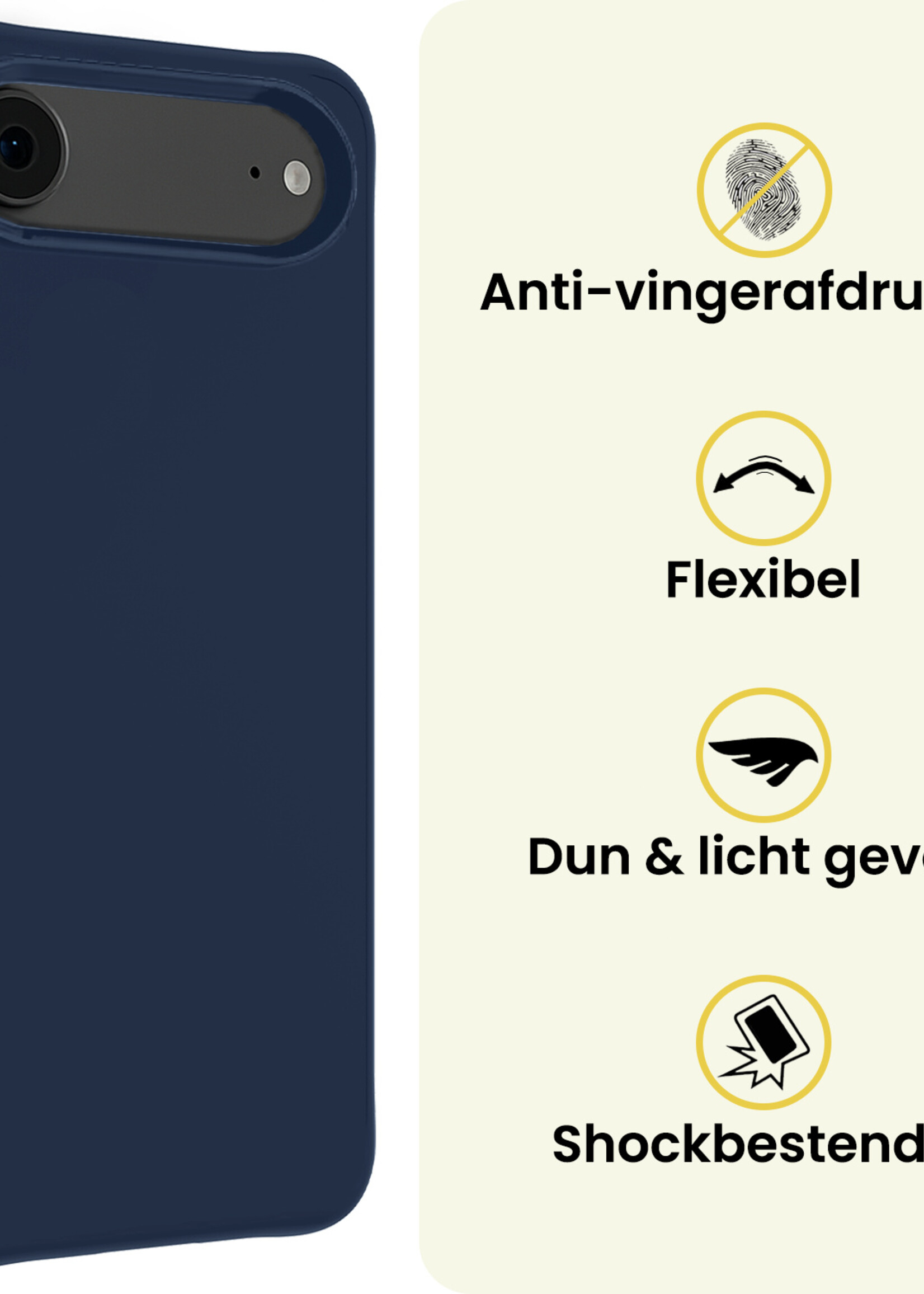 LUQ LUQ iPhone Air Hoesje Siliconen Met Screenprotector Met Dichte Notch - Donkerblauw