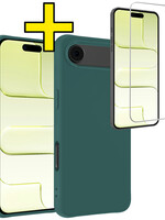 LUQ LUQ iPhone Air Hoesje Siliconen Met Screenprotector Met Dichte Notch - Donkergroen