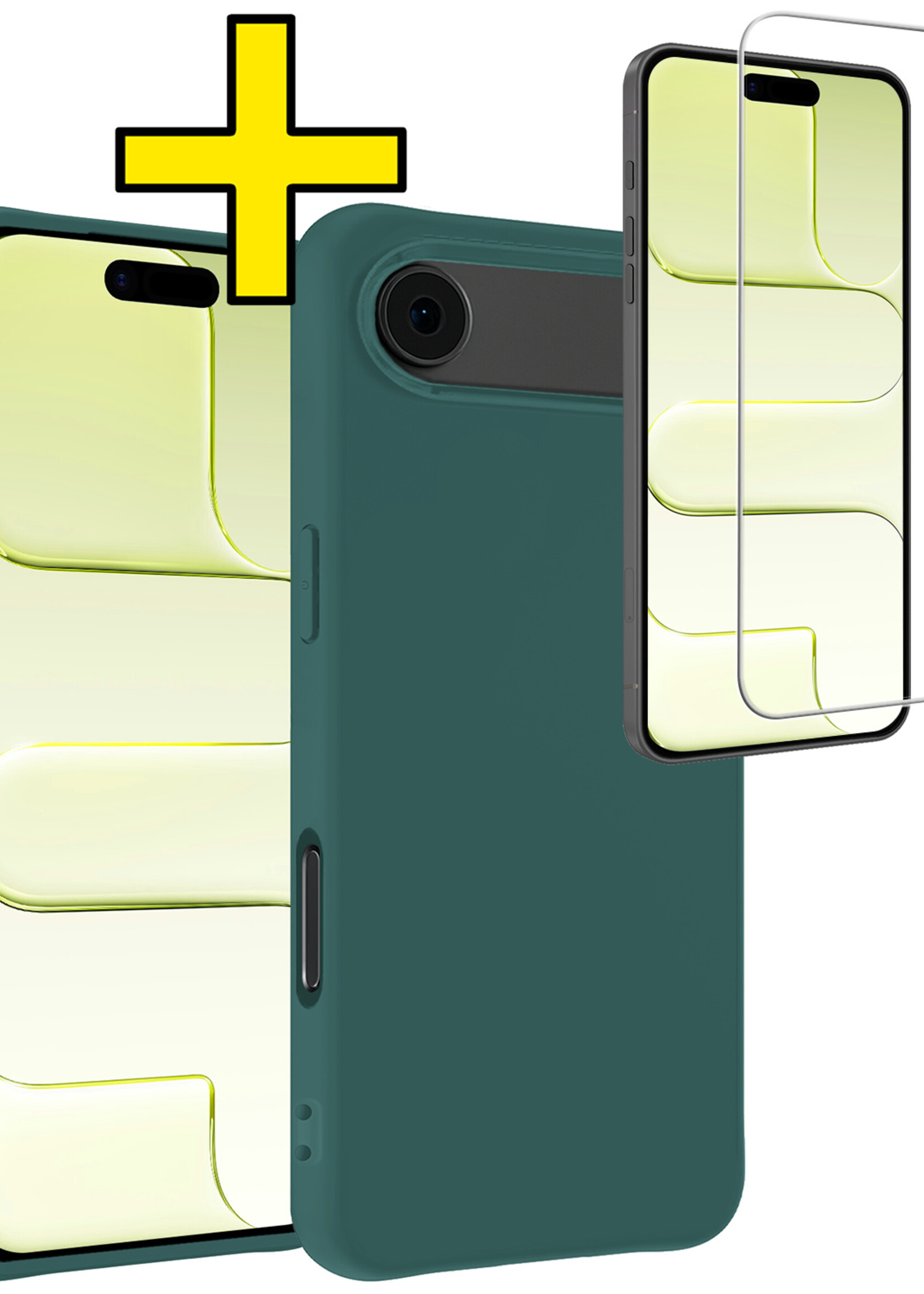 LUQ LUQ iPhone Air Hoesje Siliconen Met Screenprotector Met Dichte Notch - Donkergroen