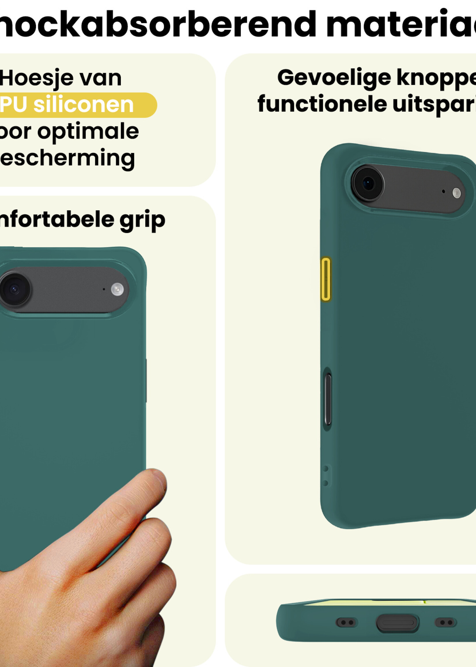 LUQ LUQ iPhone Air Hoesje Siliconen Met Screenprotector Met Dichte Notch - Donkergroen
