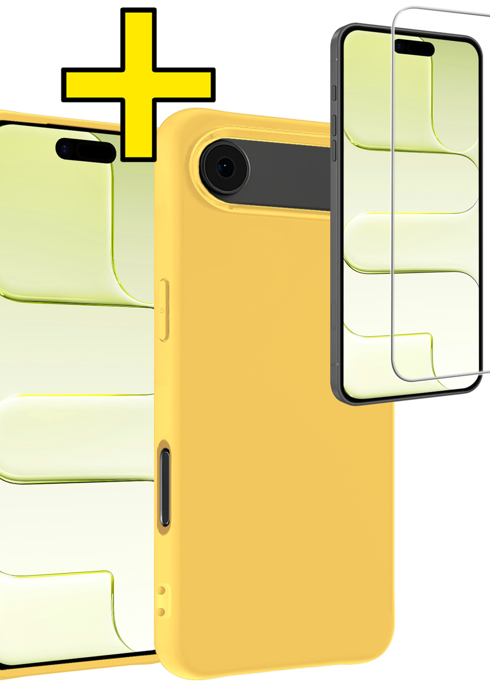 LUQ LUQ iPhone Air Hoesje Siliconen Met Screenprotector Met Dichte Notch - Geel