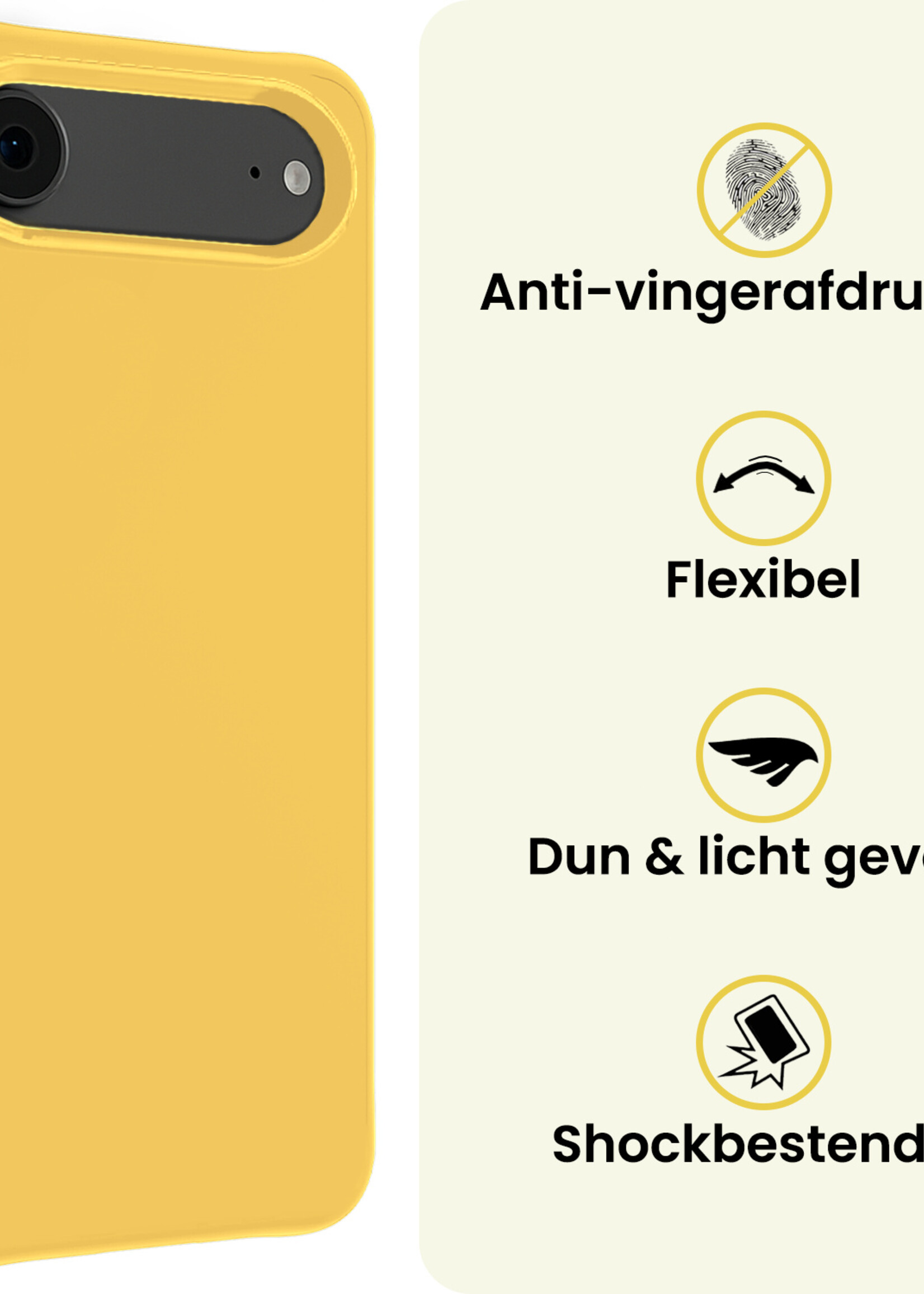LUQ LUQ iPhone Air Hoesje Siliconen Met Screenprotector Met Dichte Notch - Geel