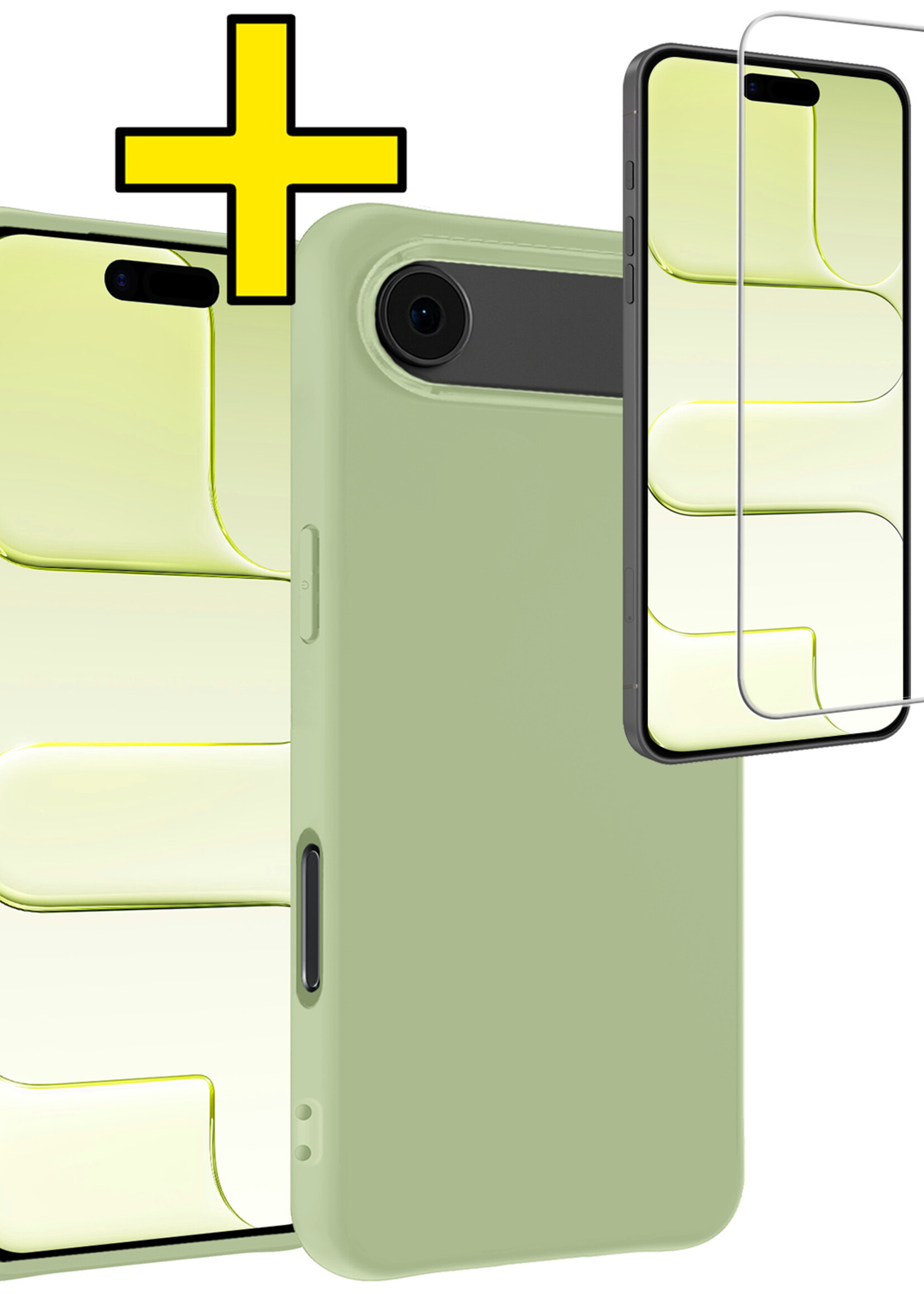 LUQ LUQ iPhone Air Hoesje Siliconen Met Screenprotector Met Dichte Notch - Groen