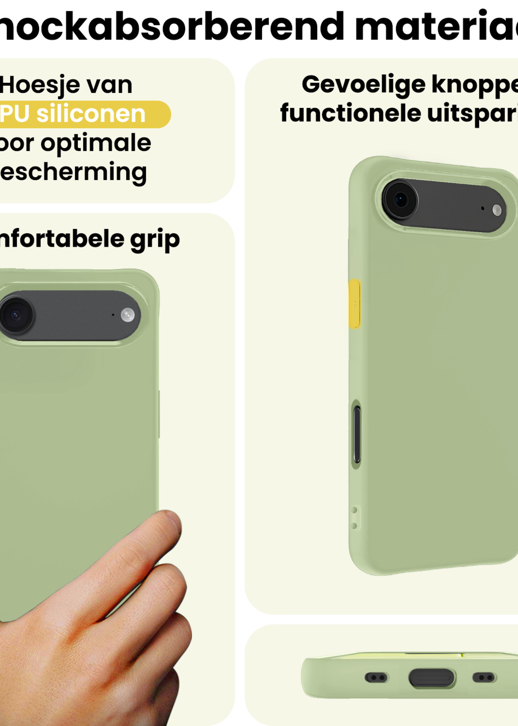 LUQ LUQ iPhone Air Hoesje Siliconen Met Screenprotector Met Dichte Notch - Groen