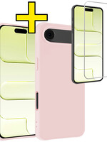 LUQ LUQ iPhone Air Hoesje Siliconen Met Screenprotector Met Dichte Notch - Lichtroze