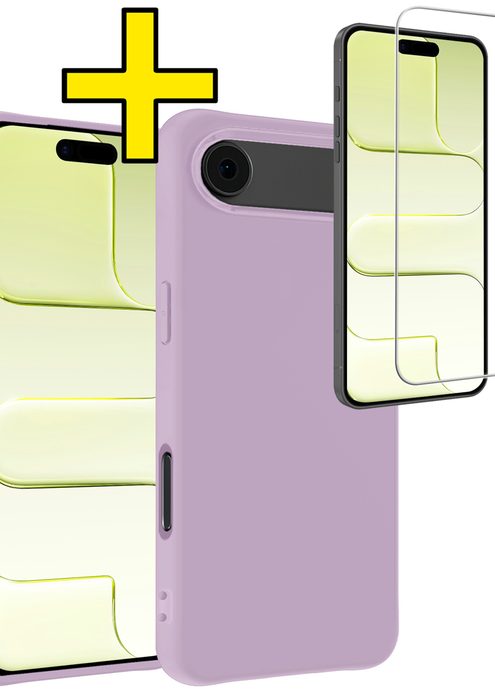 LUQ LUQ iPhone Air Hoesje Siliconen Met Screenprotector Met Dichte Notch - Lila