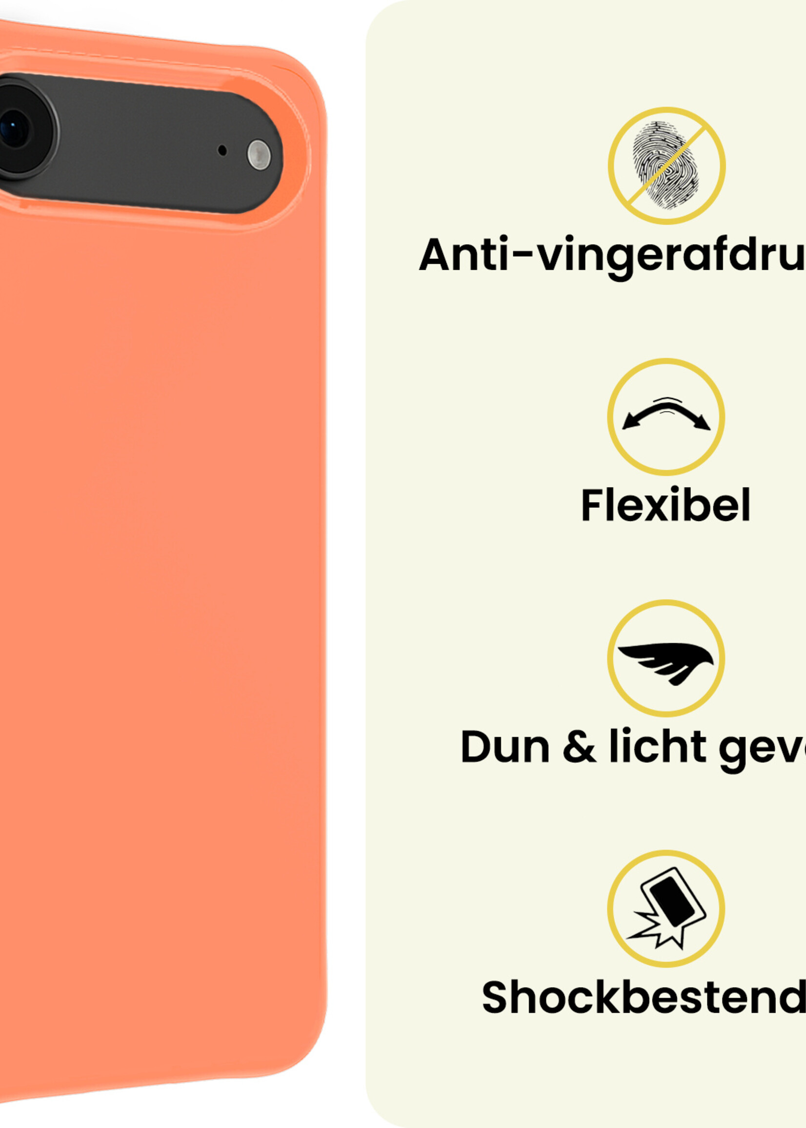 LUQ LUQ iPhone Air Hoesje Siliconen Met Screenprotector Met Dichte Notch - Perzik