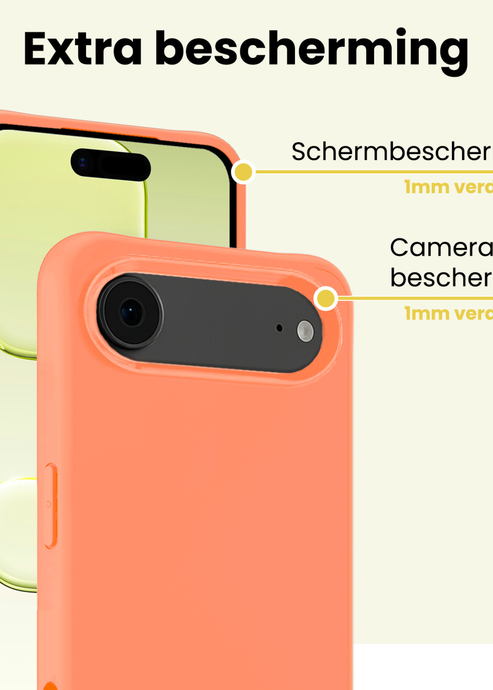 LUQ LUQ iPhone Air Hoesje Siliconen Met Screenprotector Met Dichte Notch - Perzik