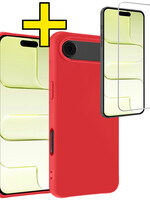 LUQ LUQ iPhone Air Hoesje Siliconen Met Screenprotector Met Dichte Notch - Rood