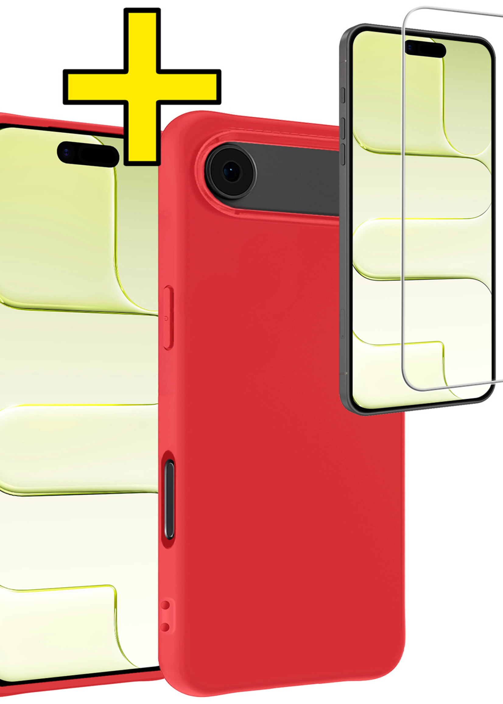LUQ LUQ iPhone Air Hoesje Siliconen Met Screenprotector Met Dichte Notch - Rood