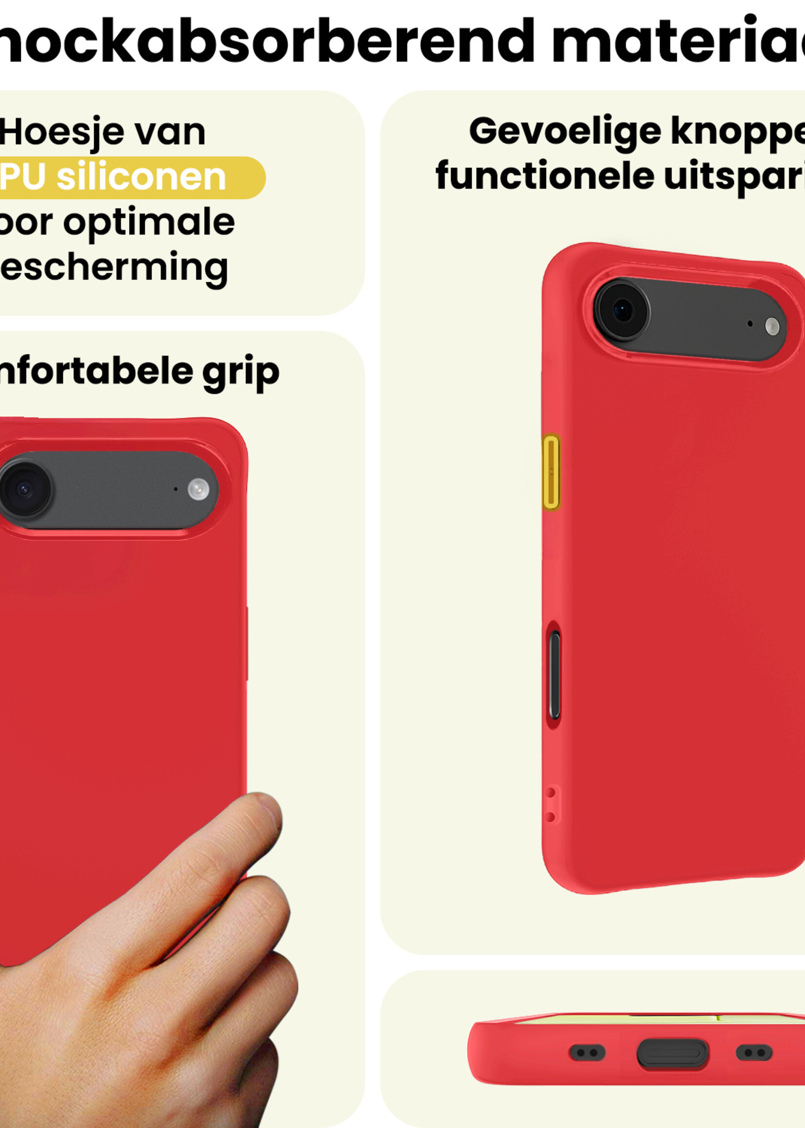 LUQ LUQ iPhone Air Hoesje Siliconen Met Screenprotector Met Dichte Notch - Rood