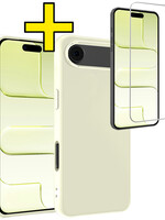 LUQ LUQ iPhone Air Hoesje Siliconen Met Screenprotector Met Dichte Notch - Wit