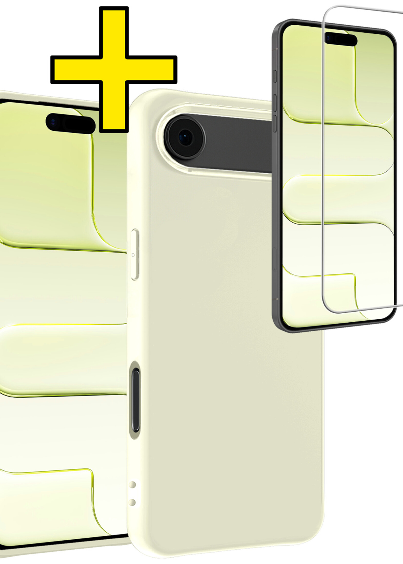 LUQ LUQ iPhone Air Hoesje Siliconen Met Screenprotector Met Dichte Notch - Wit