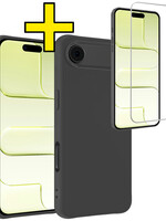 LUQ LUQ iPhone Air Hoesje Siliconen Met Screenprotector Met Dichte Notch - Zwart