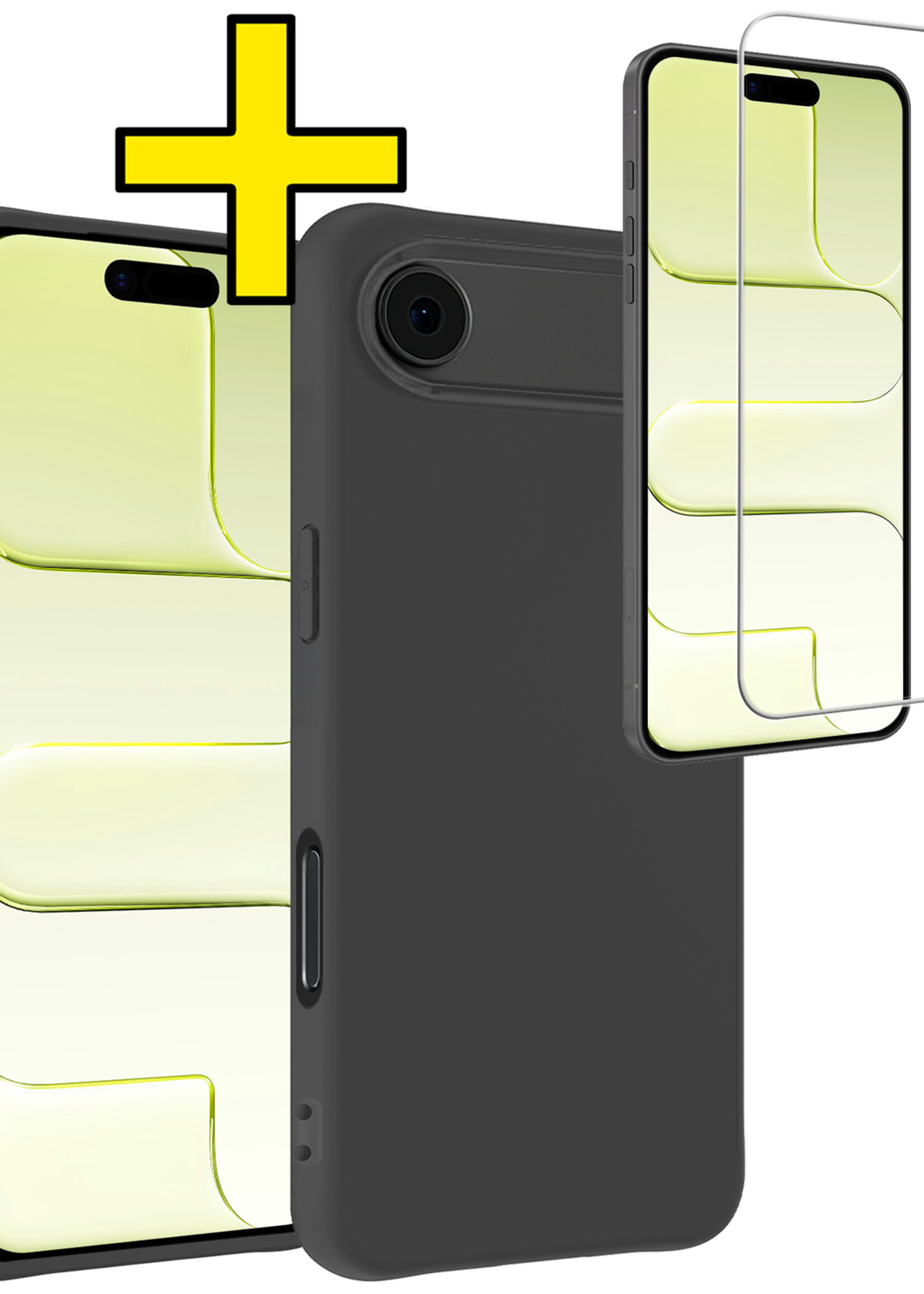 LUQ LUQ iPhone Air Hoesje Siliconen Met Screenprotector Met Dichte Notch - Zwart