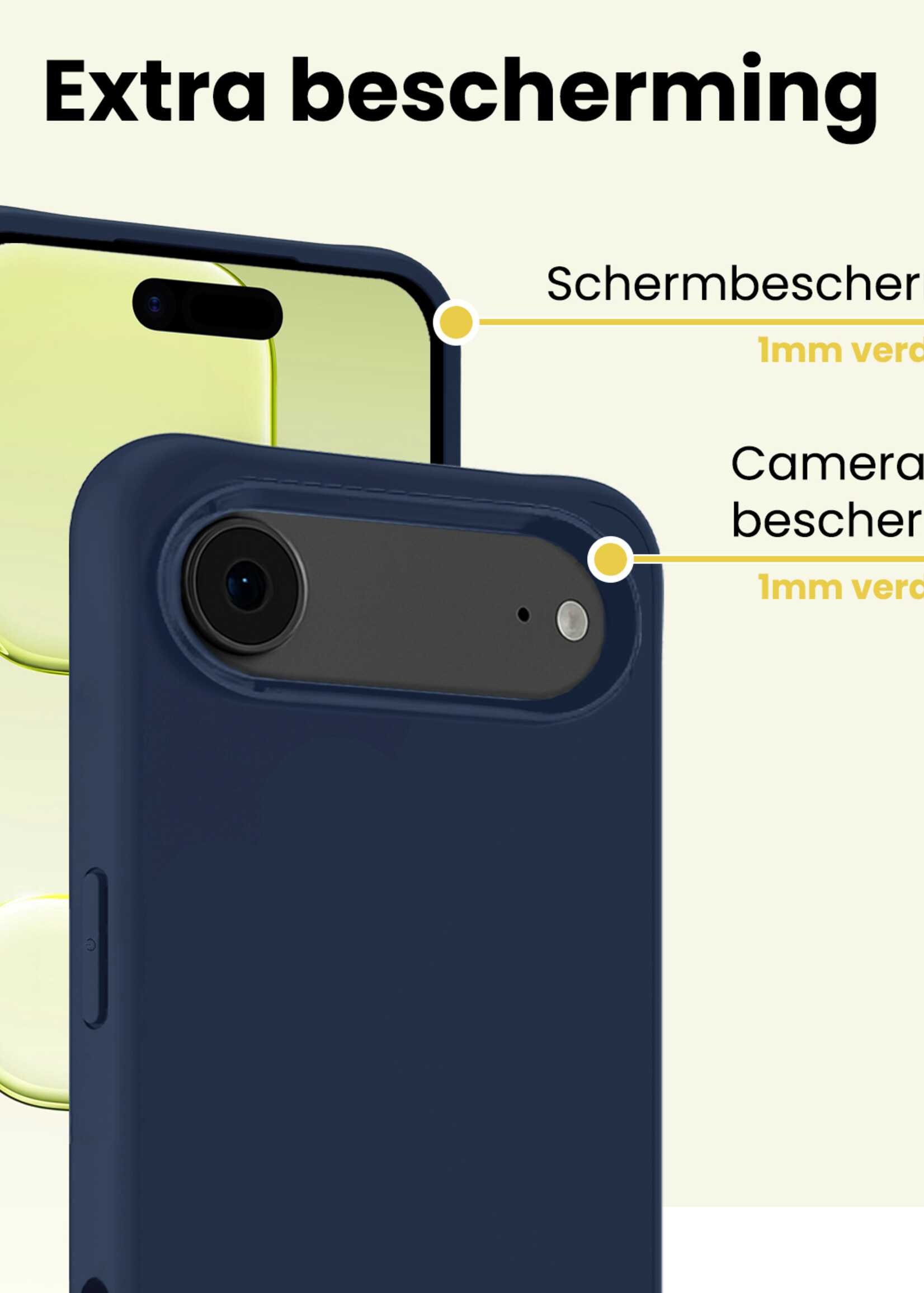 LUQ LUQ iPhone Air Hoesje Siliconen Met 2x Screenprotector Met Dichte Notch - Donkerblauw
