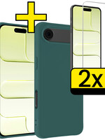 LUQ LUQ iPhone Air Hoesje Siliconen Met 2x Screenprotector Met Dichte Notch - Donkergroen