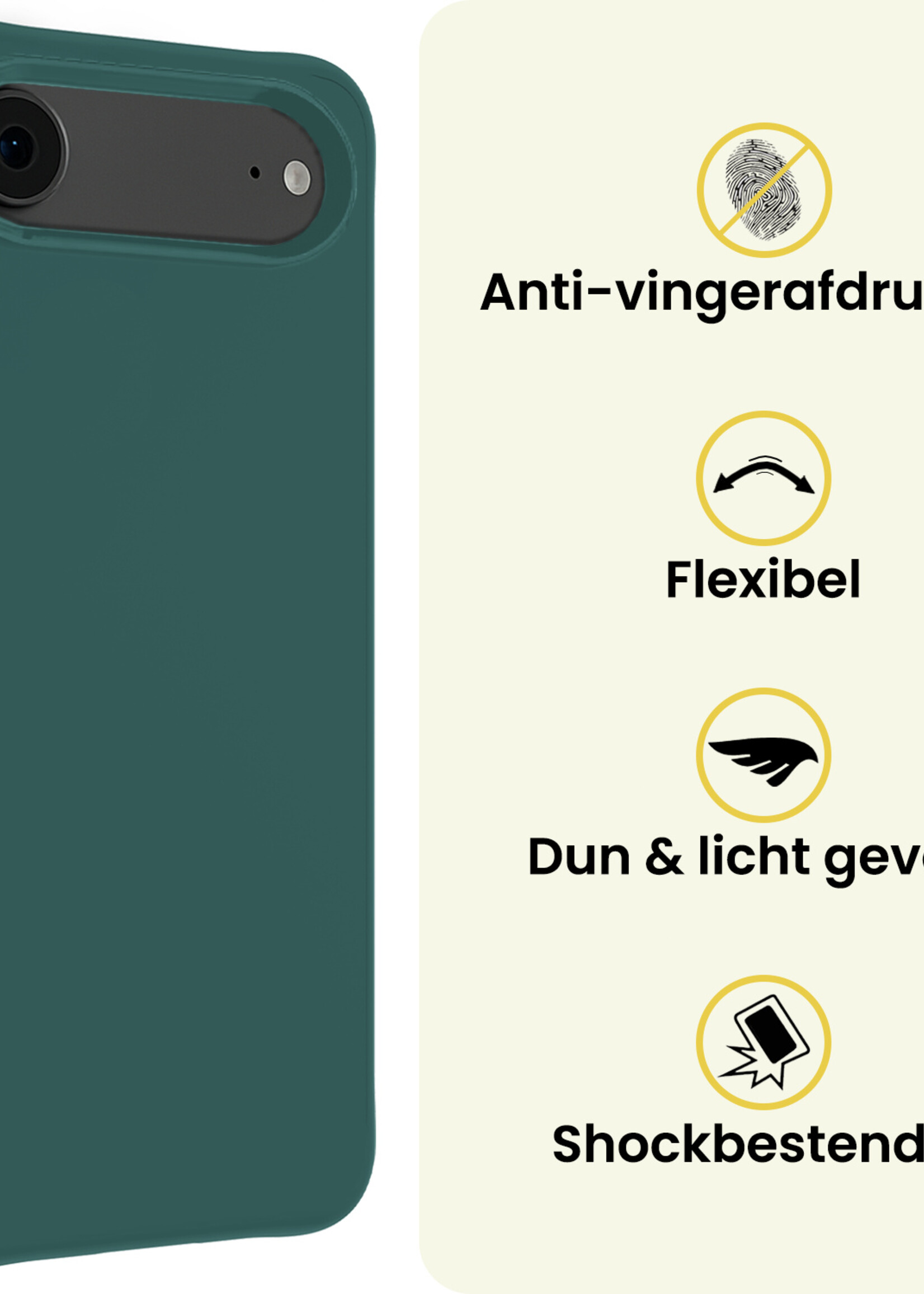 LUQ LUQ iPhone Air Hoesje Siliconen Met 2x Screenprotector Met Dichte Notch - Donkergroen